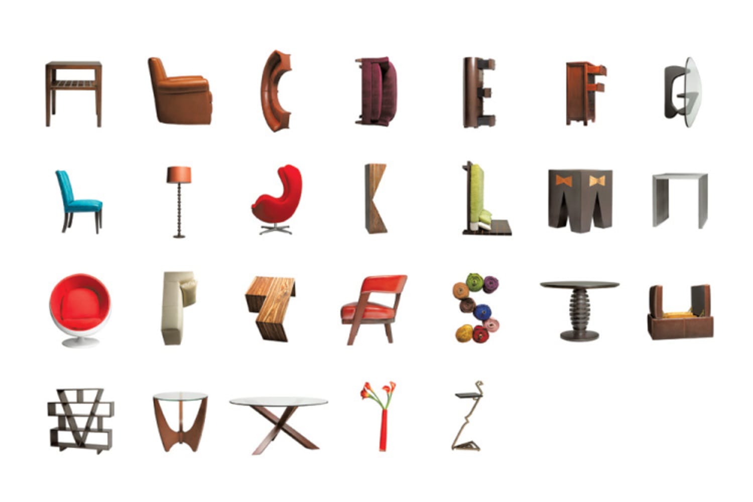 P object. Буквы в виде предметов. Мебель в виде букв. Буквы из мебели. Шрифт в виде мебели.