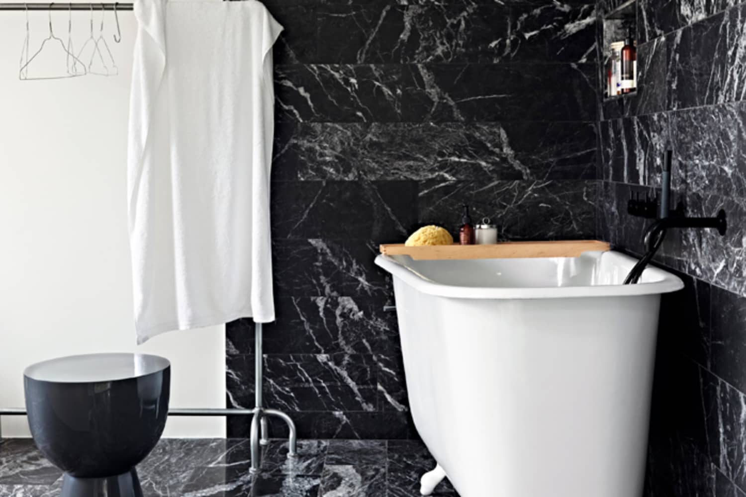 Black Marble In The Bathroom Tile Baths Fixtures Floors Apartment Therapy Floor & decor offers all the products needed to renovate a bathroom. black marble in the bathroom tile