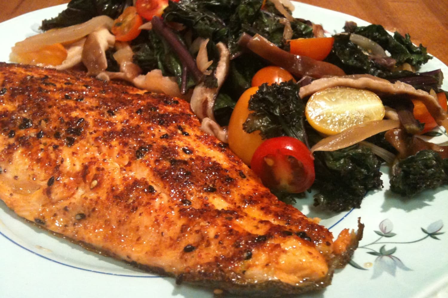 seared char with asian kale