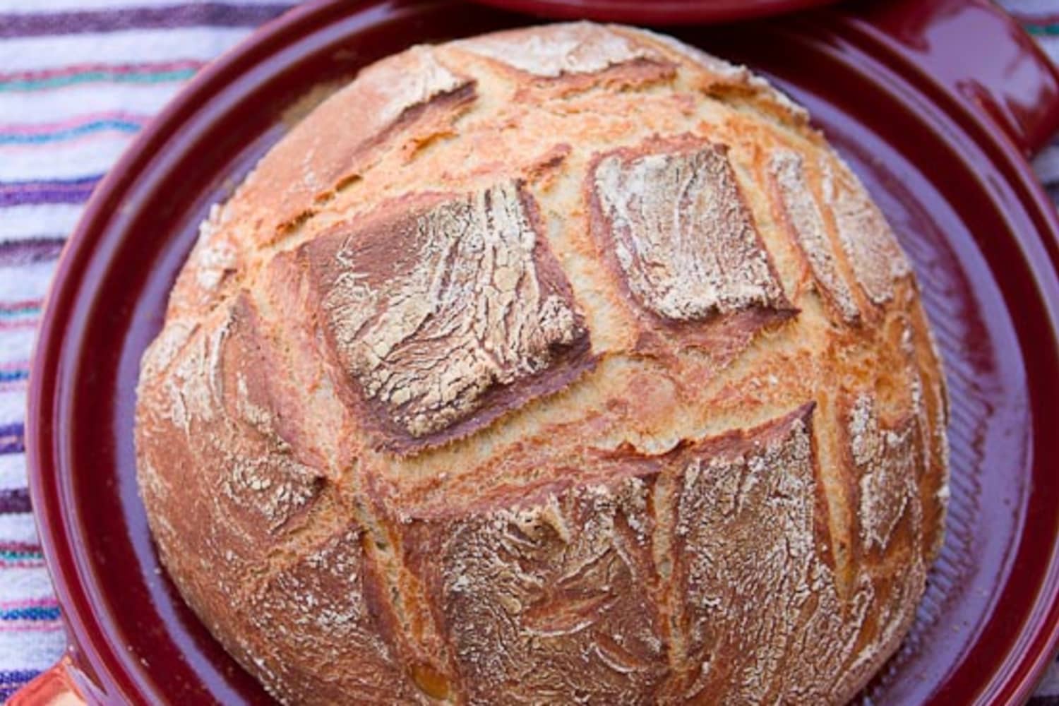 Weeknight Semolina Bread baked in a cloche - Bread Experience, Recipe