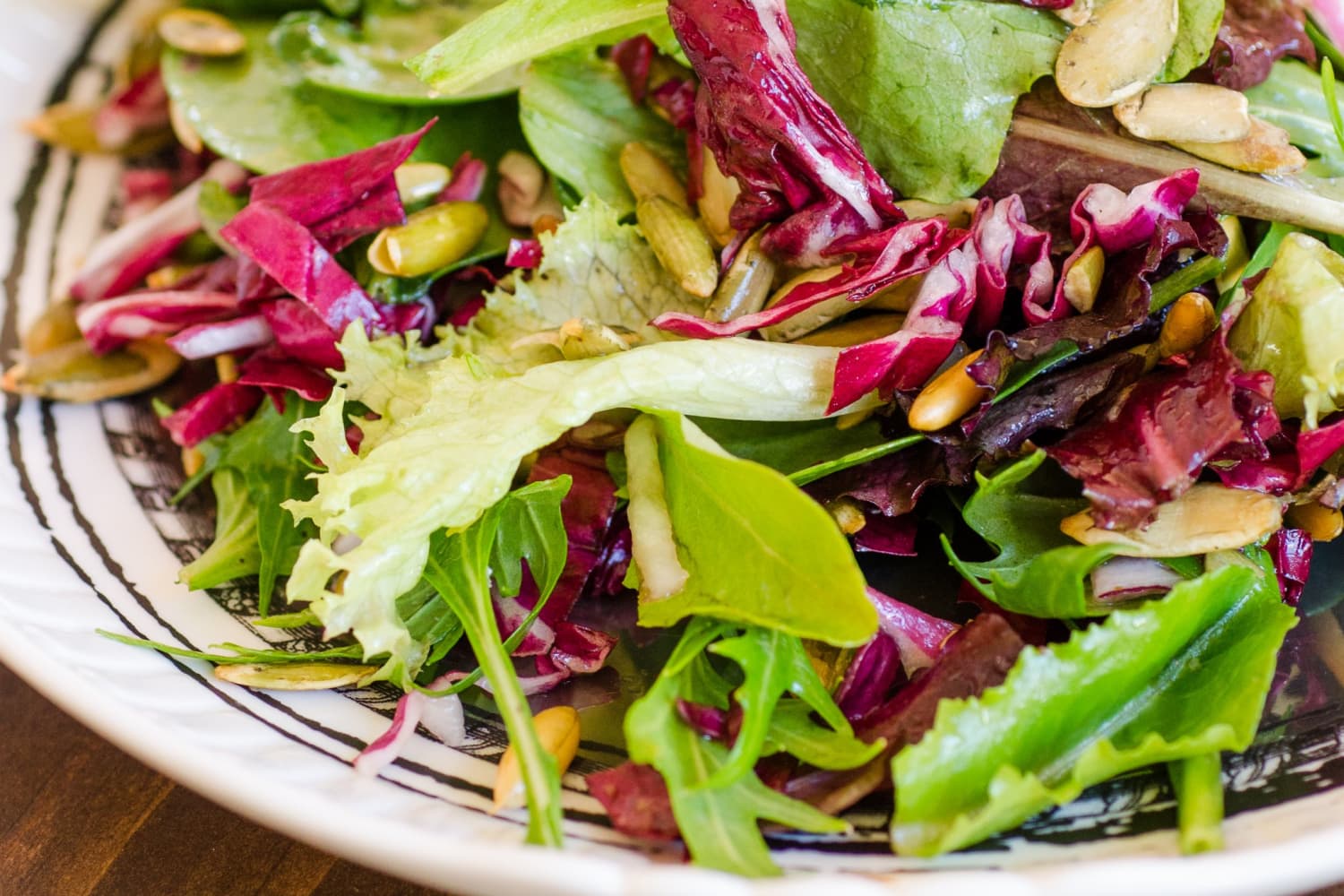 Quick Side Dish Recipe: Lemony Green Salad with Radicchio & Pepitas