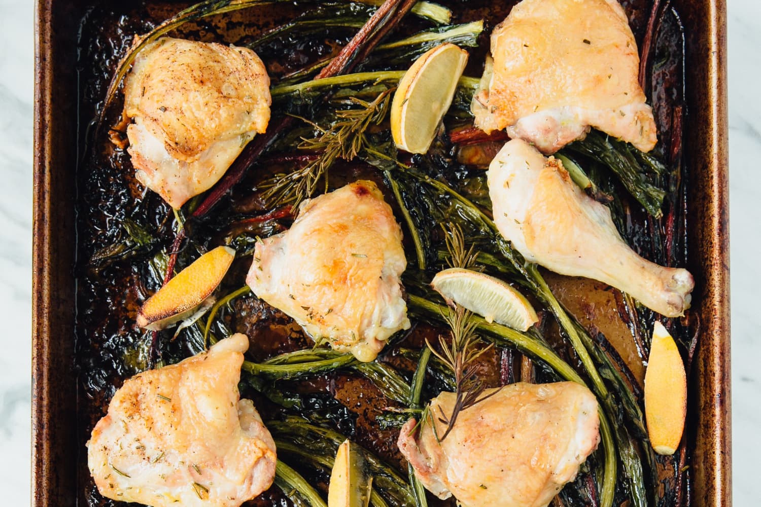Recipe: Lemon-Rosemary Roast Chicken with Winter Green Stems