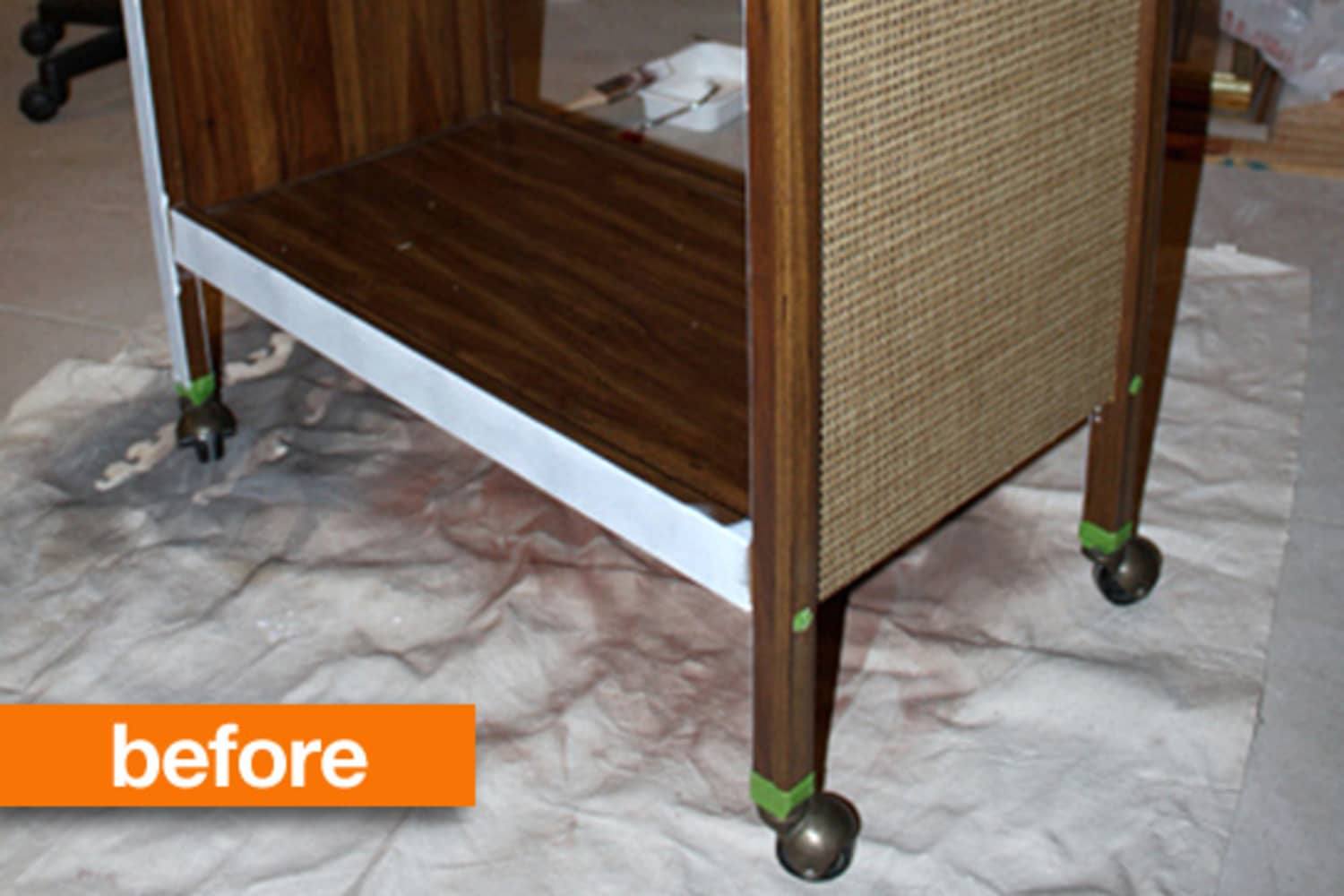 Before & After Thrifted Microwave Cart Turned Bar Cart Apartment Therapy