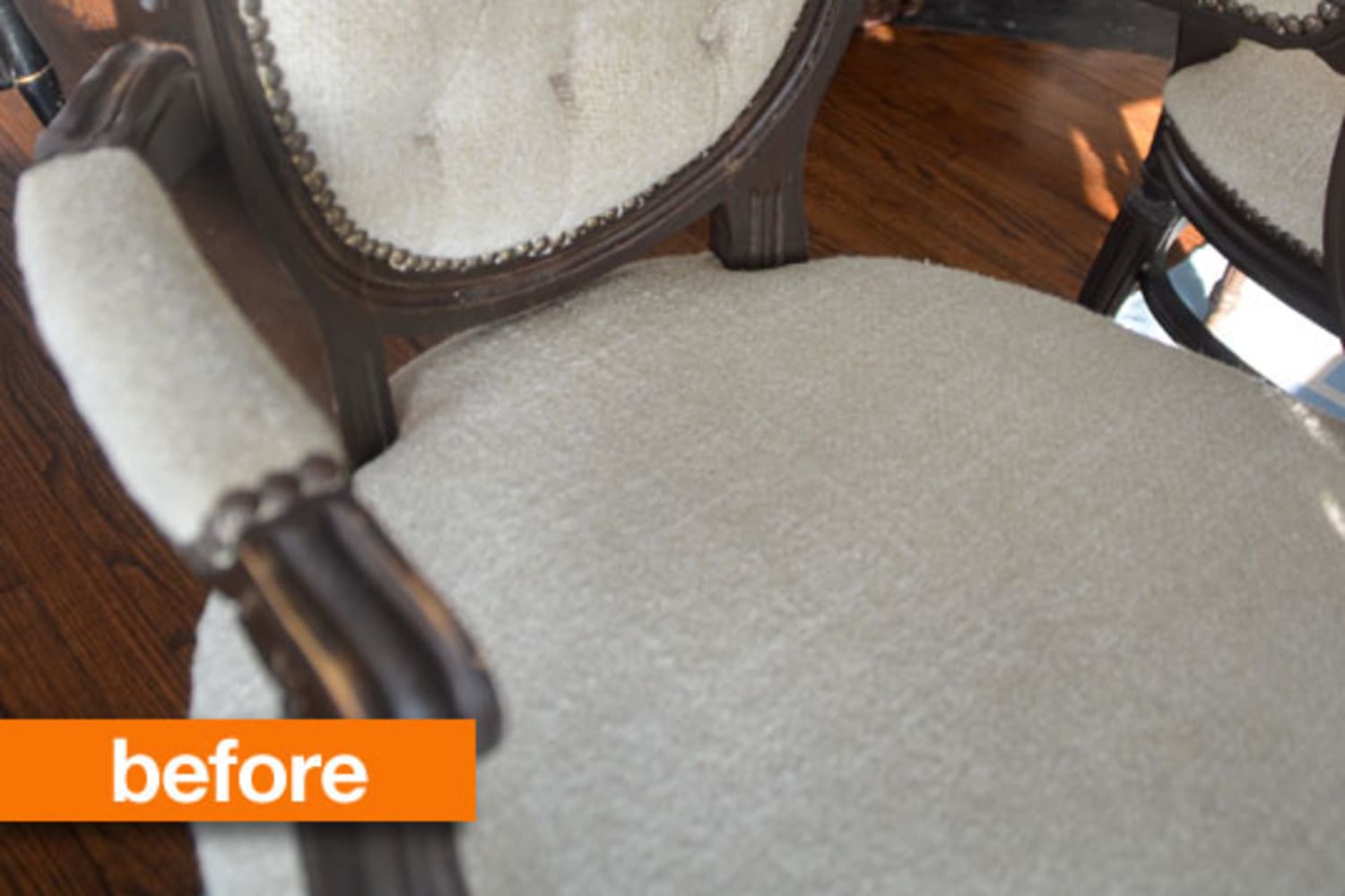 Before & After Charlotte’s Craigslist Chairs Get Chevroned