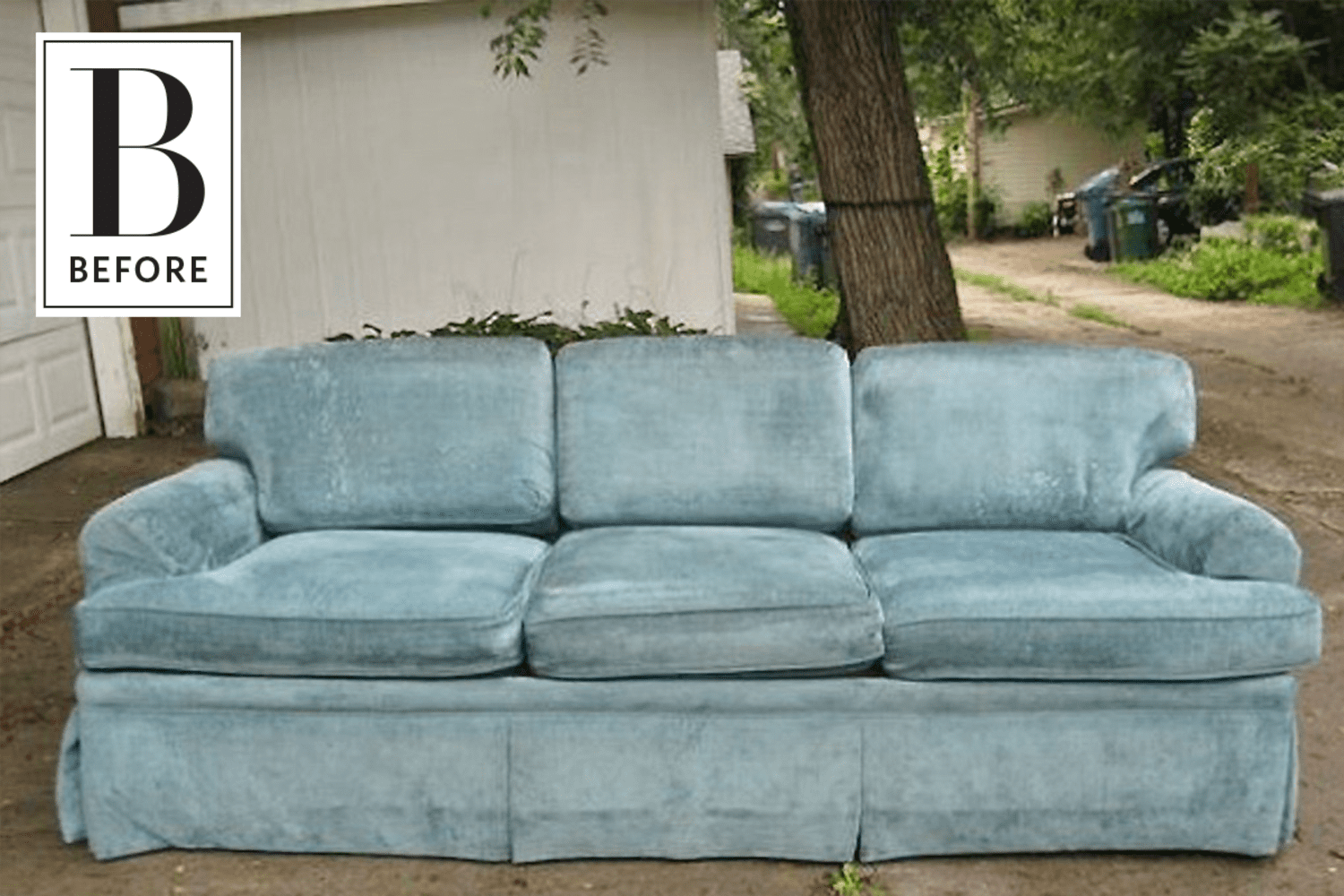 Before & After Using Fabric Dye to Makeover a Chenille Sofa