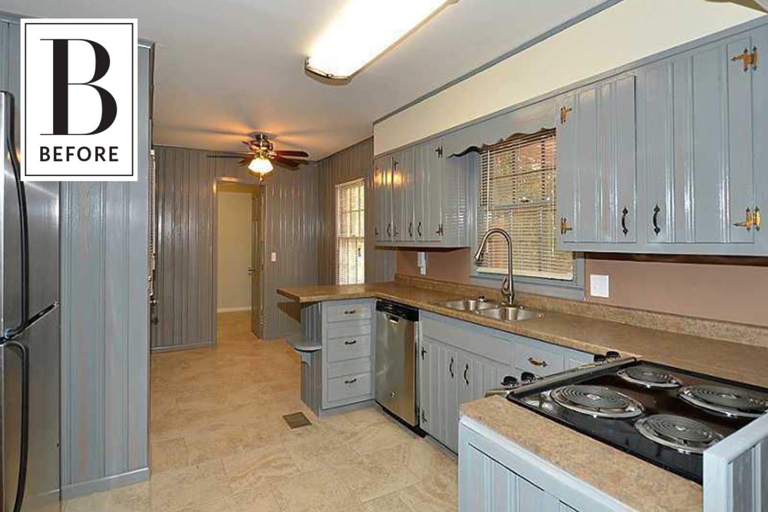 Before & After A Kitchen Renovation to Get Rid Of Wood Paneling