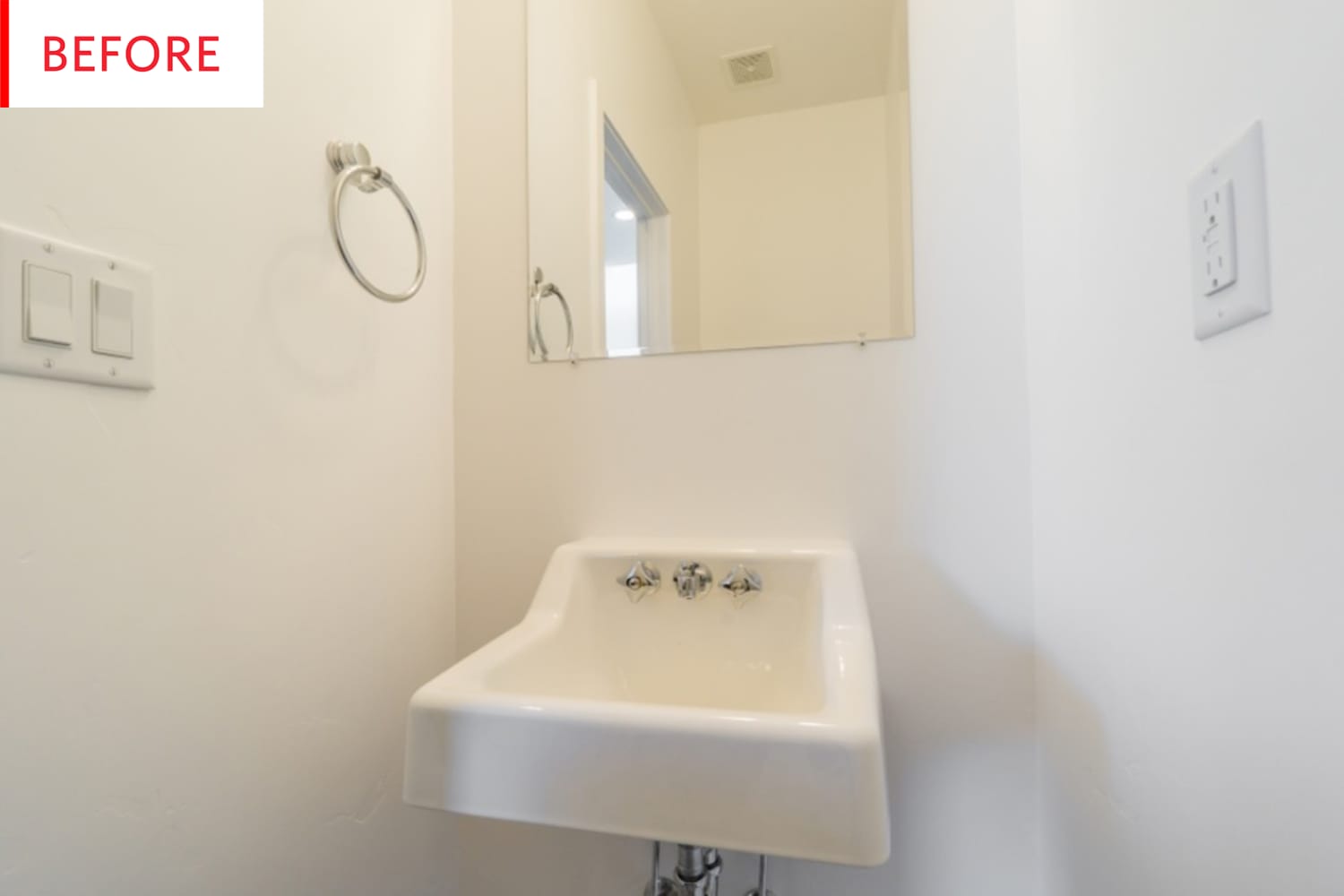 Removable Wallpaper Bathroom Wall Before After Apartment Therapy
