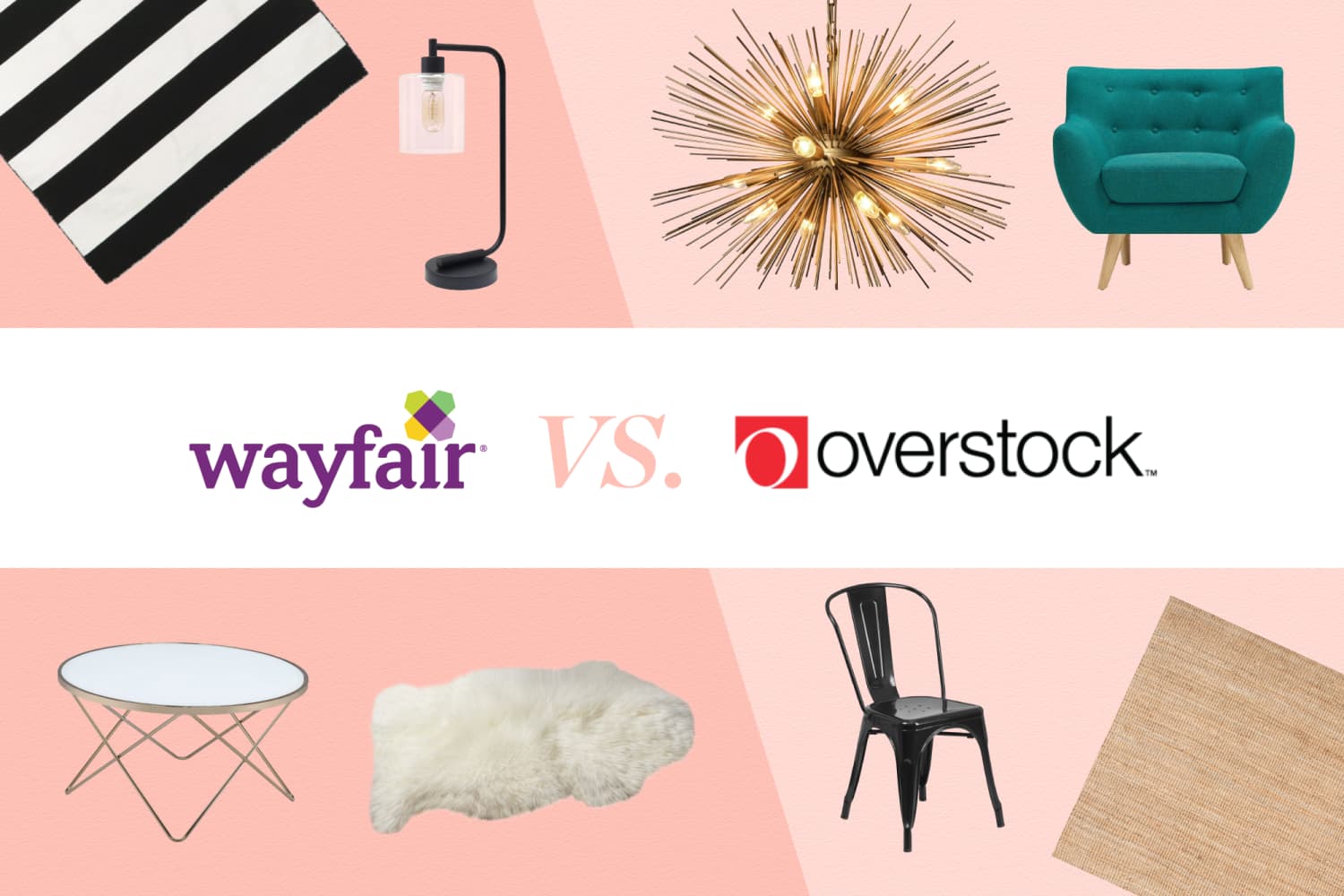 Wayfair vs. Overstock Price Comparison Rugs Furniture Lighting