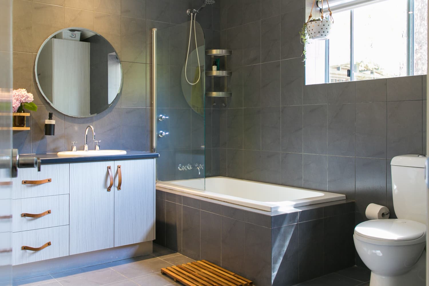 Matching Tile Floors and Walls in the Bathroom Apartment Therapy