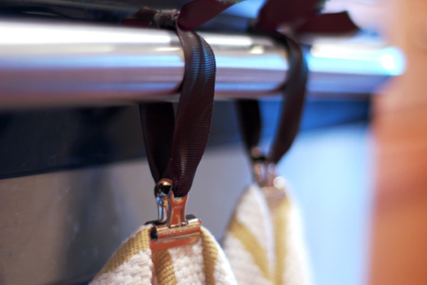 Simple Solution Hang Kitchen Towels from Bull Clips The Kitchn