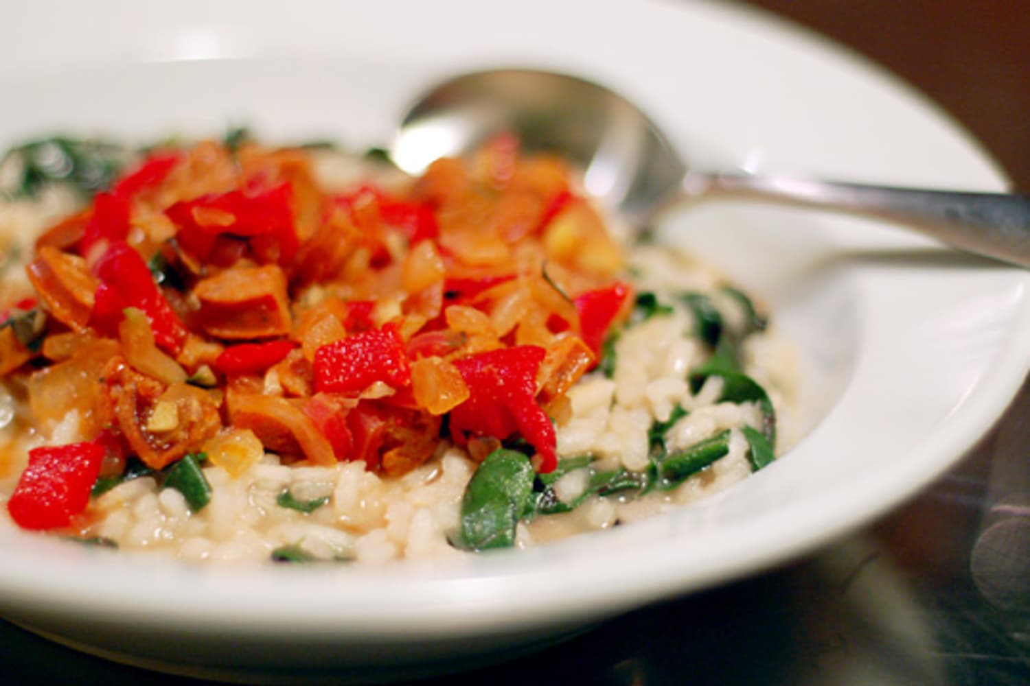 Simple Recipe Red Pepper, Sausage, and Chard Risotto The Kitchn