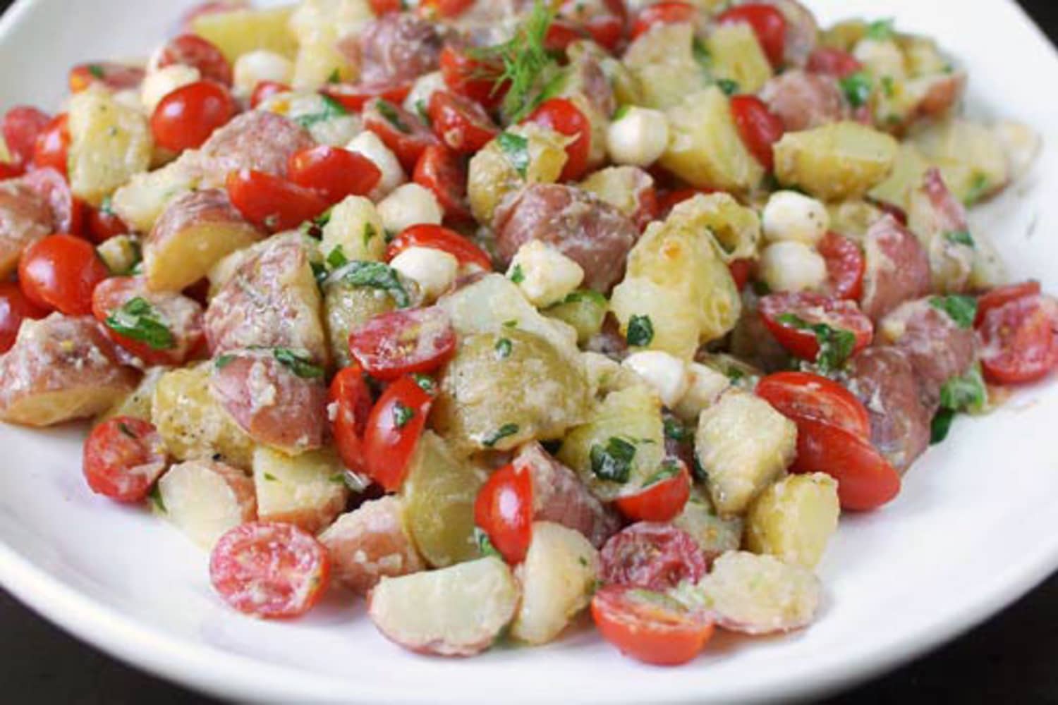 Recipe: Tomato & Mozzarella Potato Salad with Lemon-Buttermilk Dressing