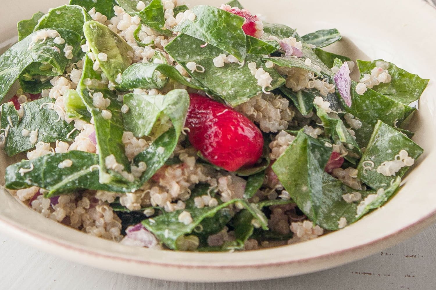 Recipe Collard Green Salad with Strawberries & Tahini Dressing The