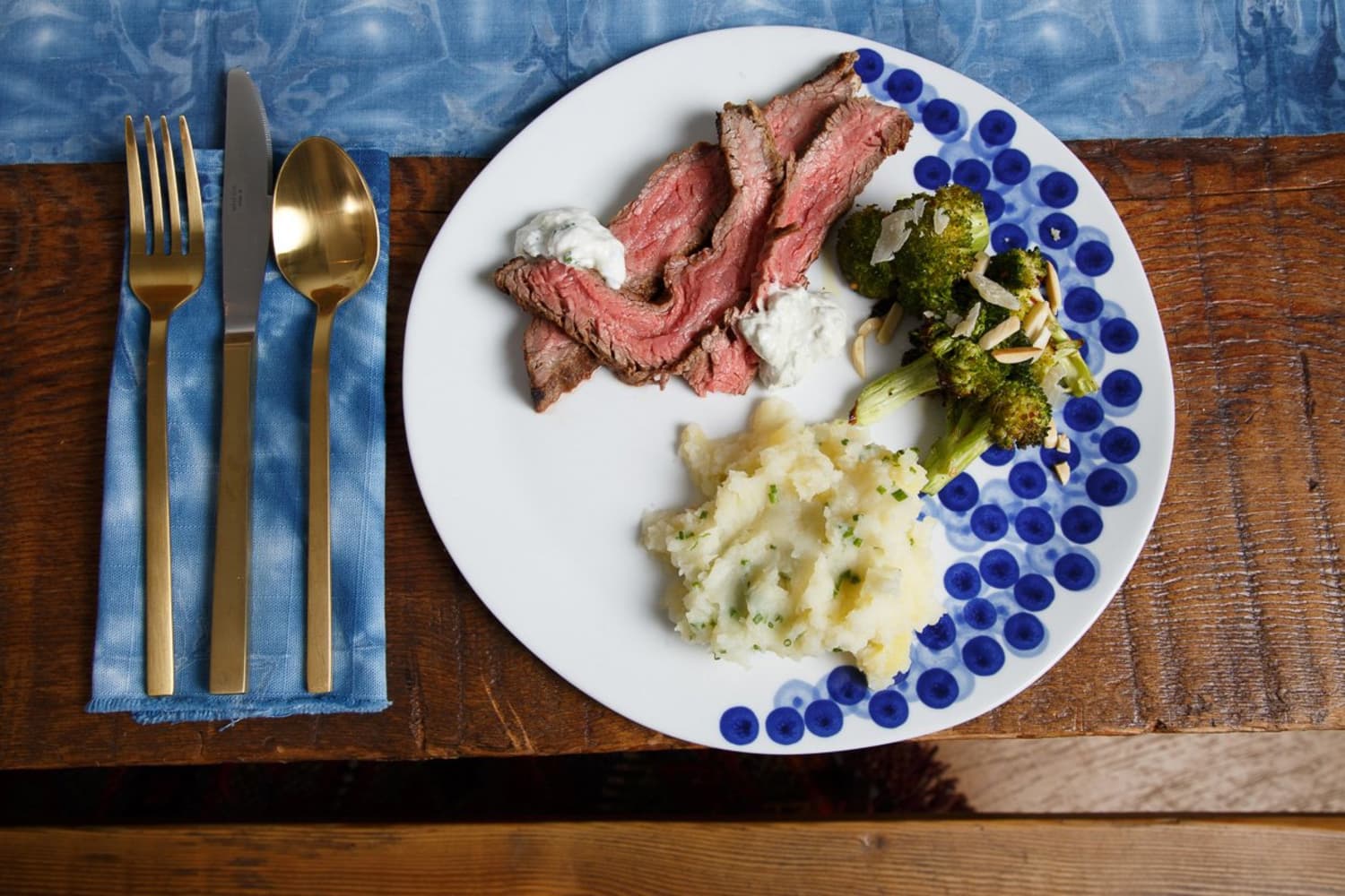Recipe Flank Steak with YogurtHorseradish Sauce and Blue Cheese Sauce The Kitchn