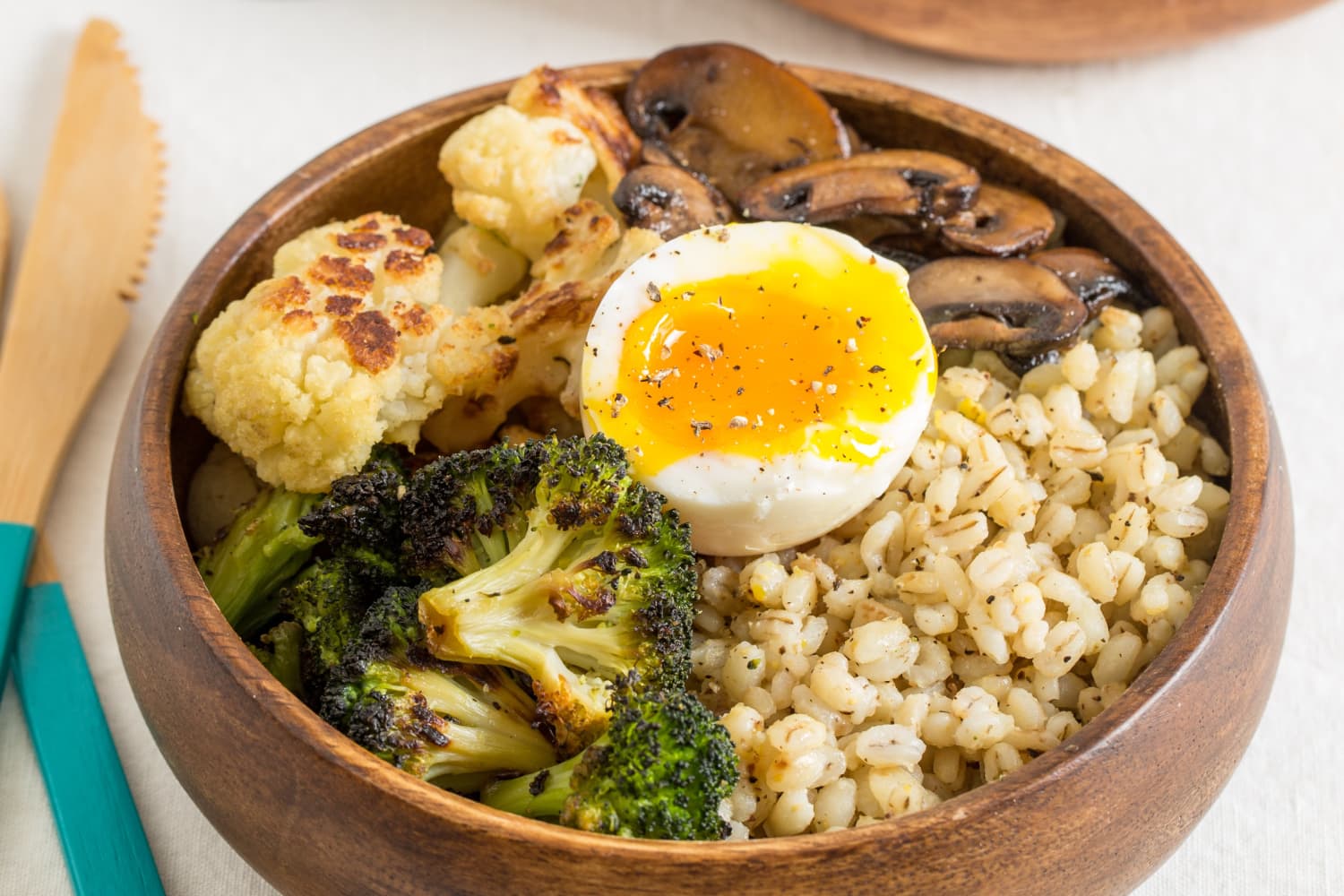 Recipe Parmesan Barley Bowl with Roasted Broccoli and a SoftBoiled