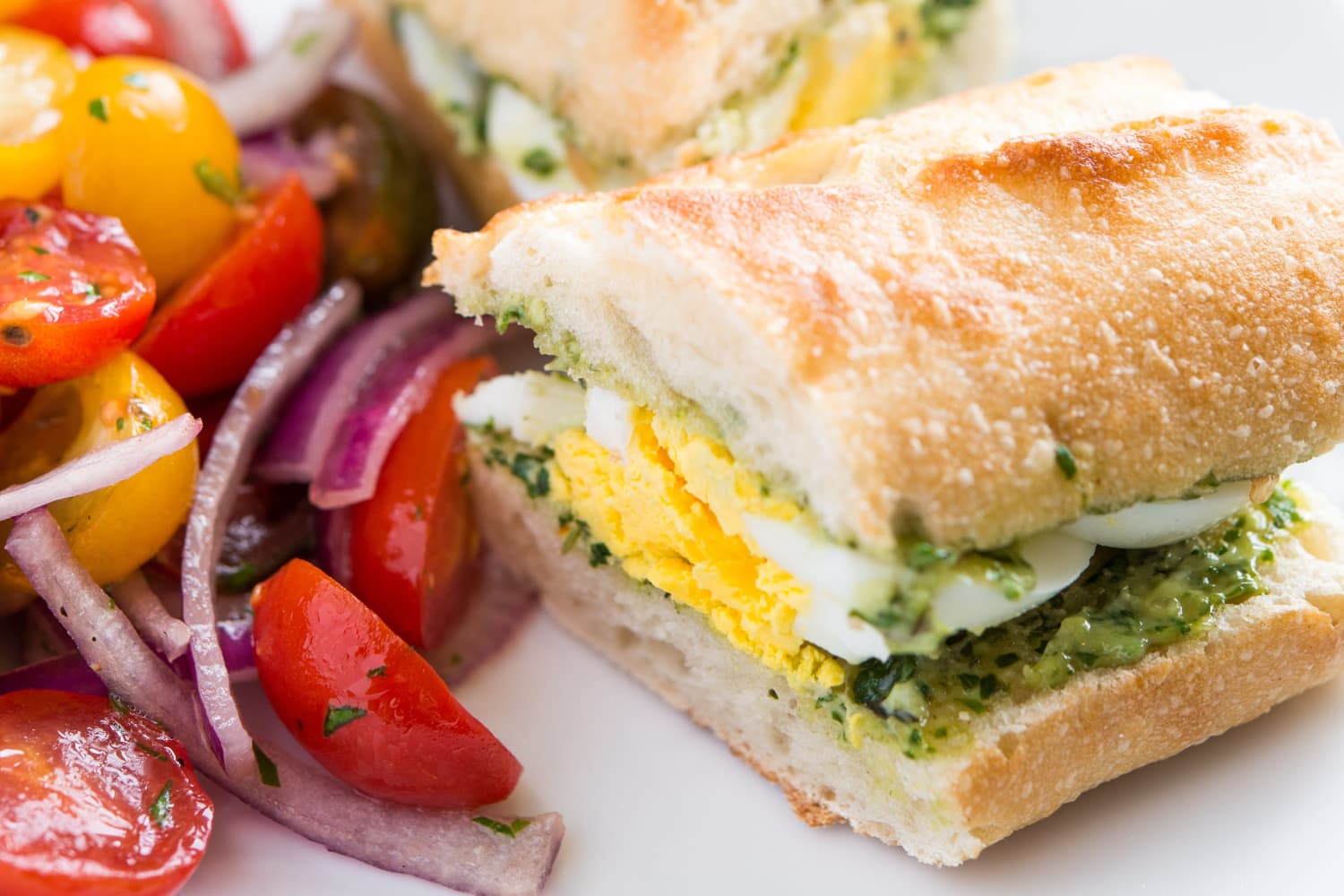 Recipe Pesto and Egg Baguette Sandwich The Kitchn