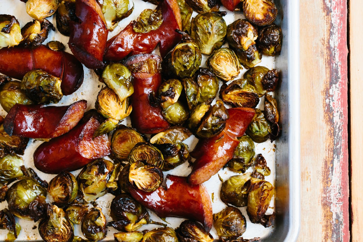 Recipe Smoky Roasted Brussels Sprouts and Kielbasa The Kitchn