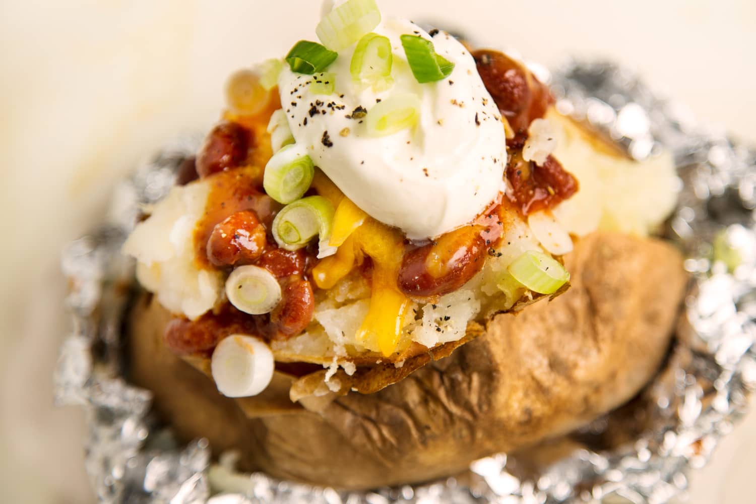Chili and Cheese Stuffed Baked Potato The Kitchn