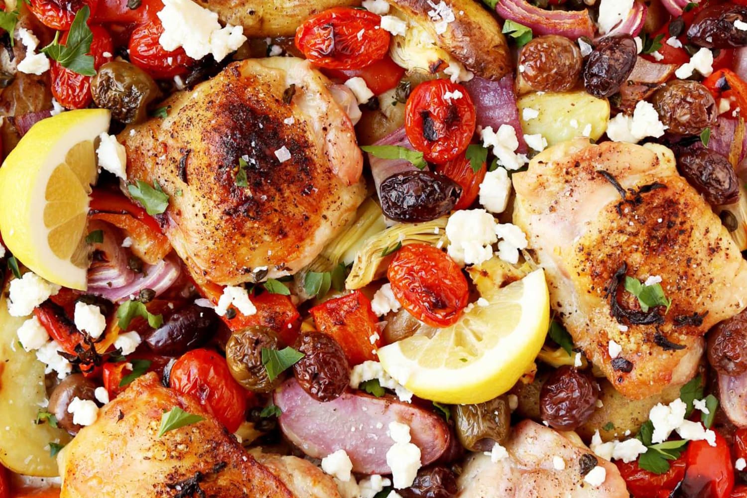 Easy Weeknight Meal: Mediterranean Sheet Pan Chicken Thighs | The Kitchn