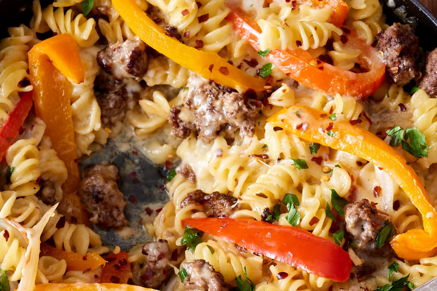 Recipe: Philly Cheesesteak Pasta Skillet | The Kitchn