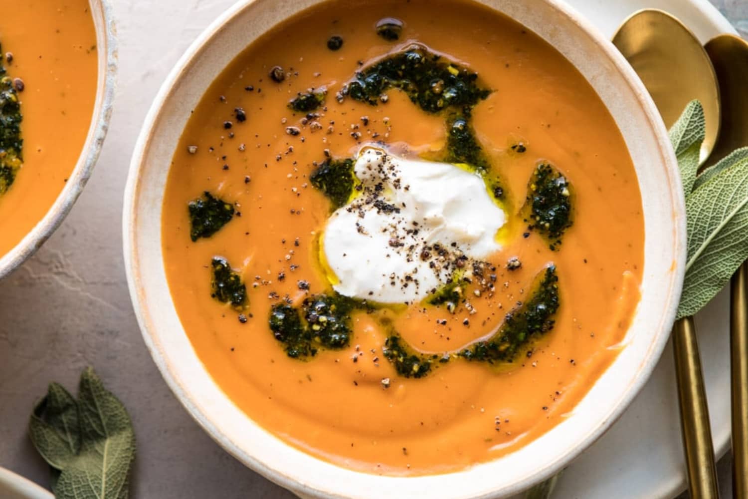 Sweet Potato Soup with Burrata Half Baked Harvest The Kitchn