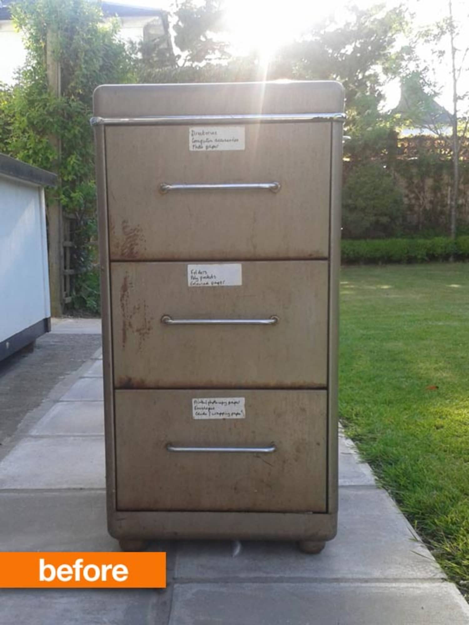 Before After Rusty Filing Cabinet Makeover Apartment Therapy