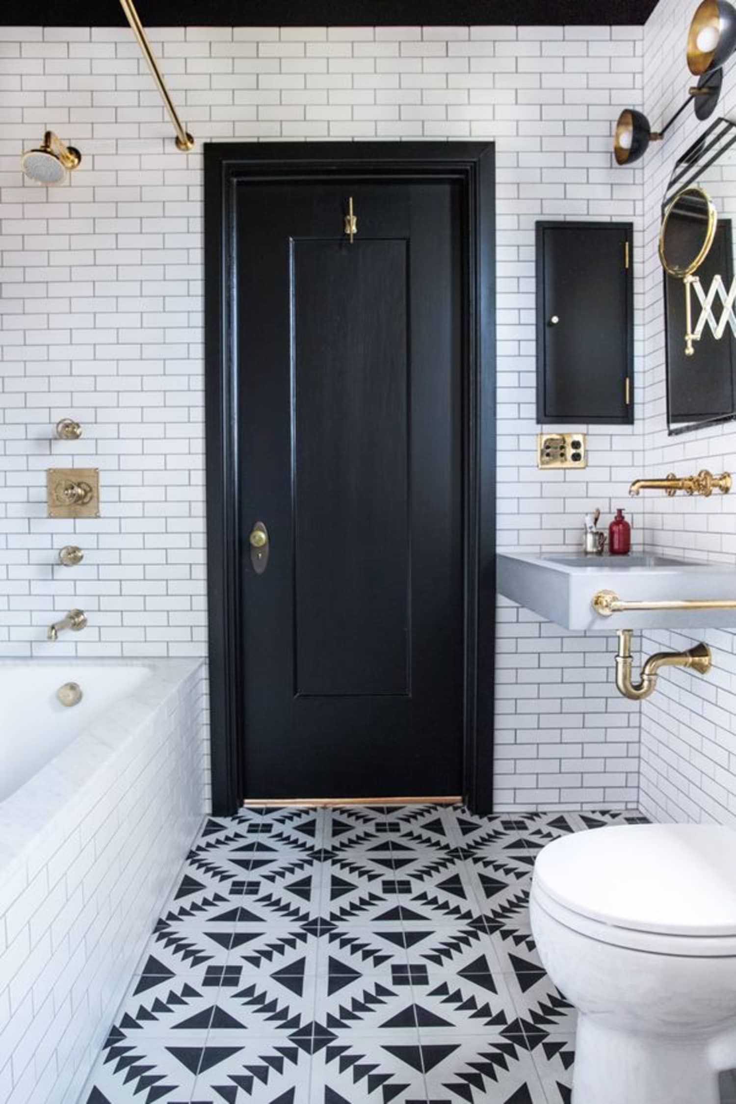 Black And White And Gold In The Bathroom Apartment Therapy