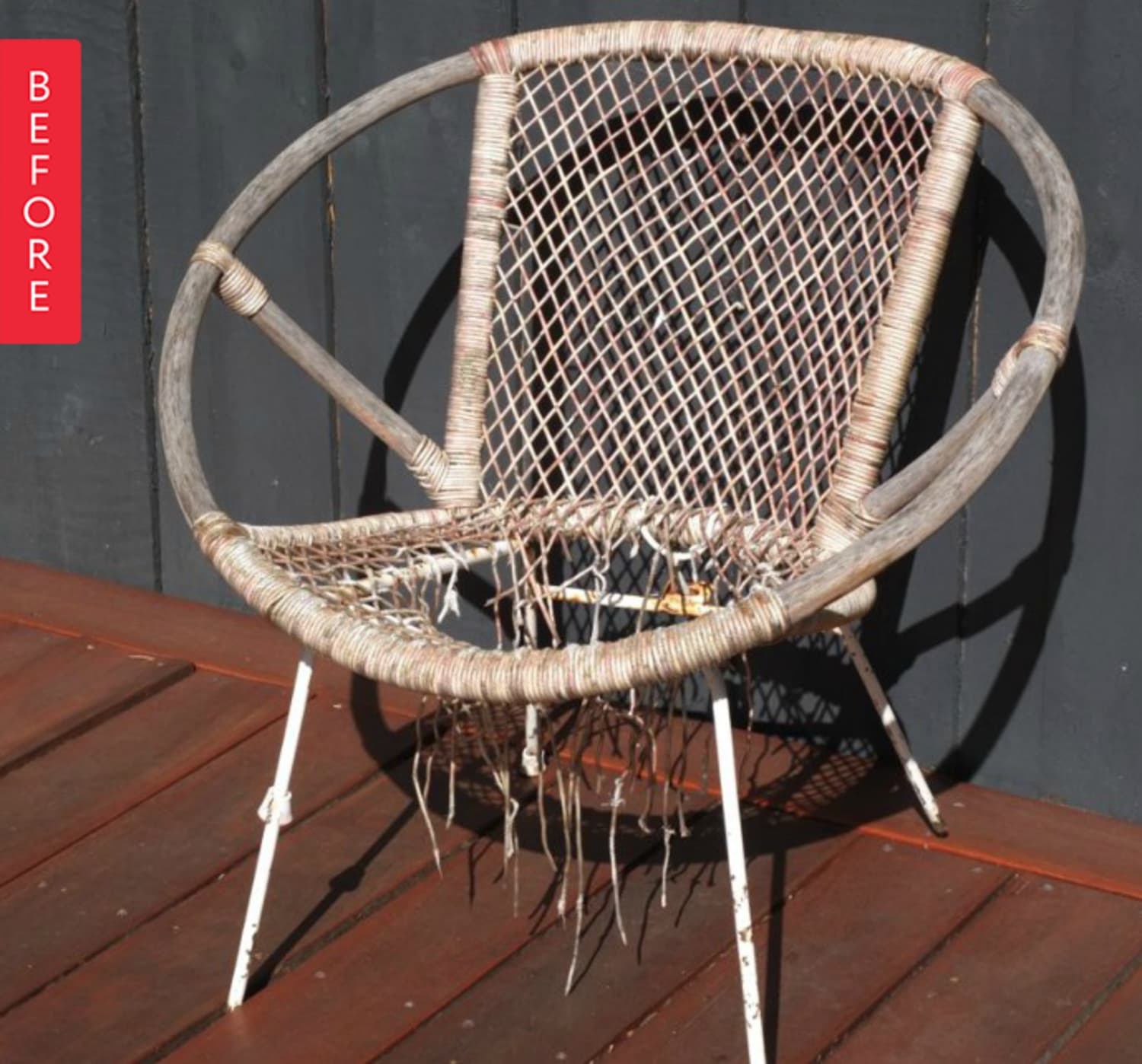 Before & After A Vintage Saucer Chair’s Low Cost DIY Salvation