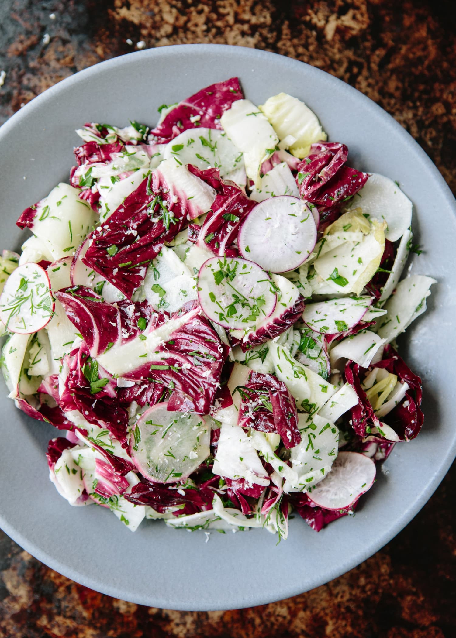 Recipe Bar Tartines Chicory Salad With Anchovy Dressing Kitchn