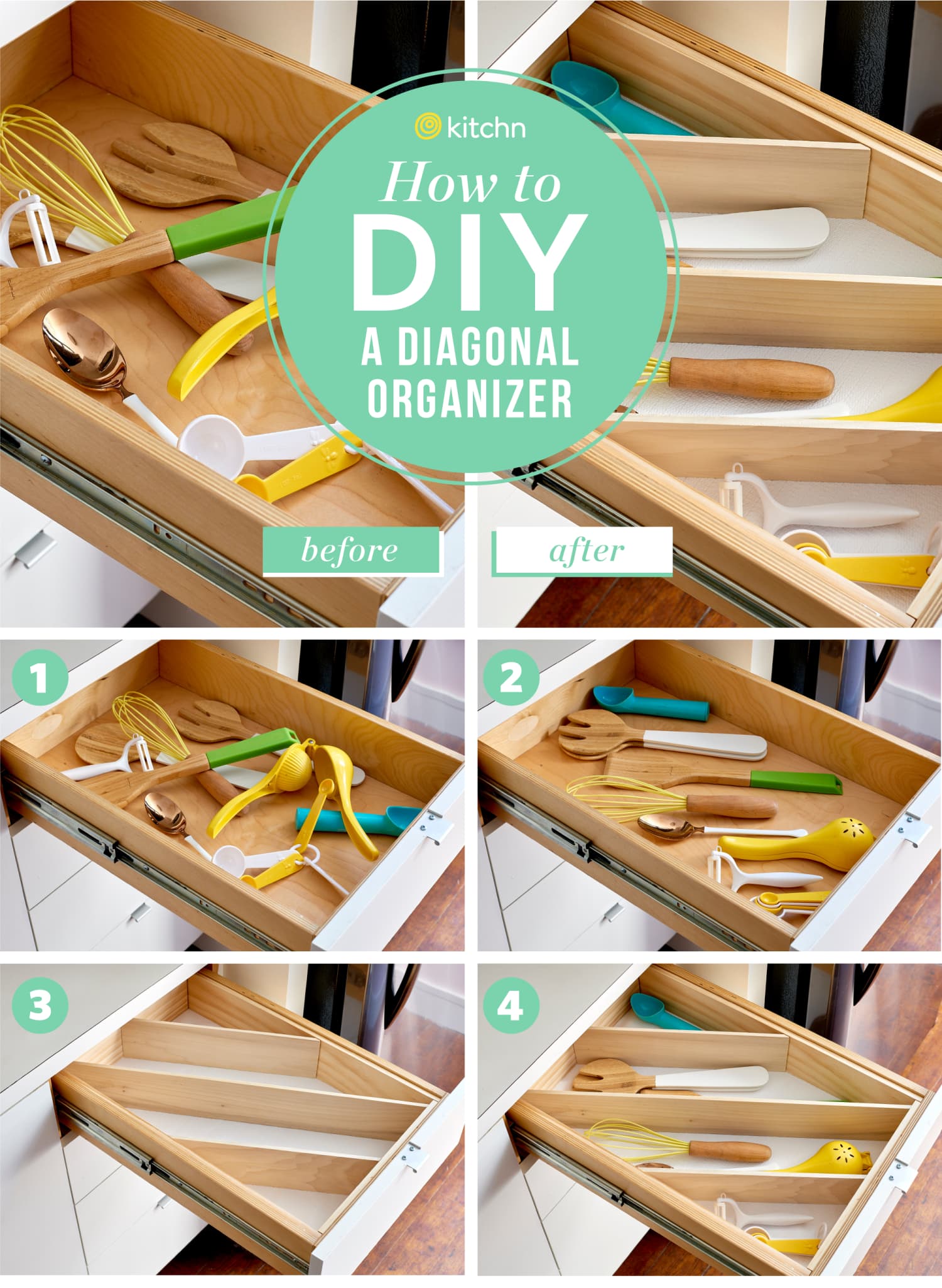 How To Build A Diagonal Drawer Organizer Kitchn
