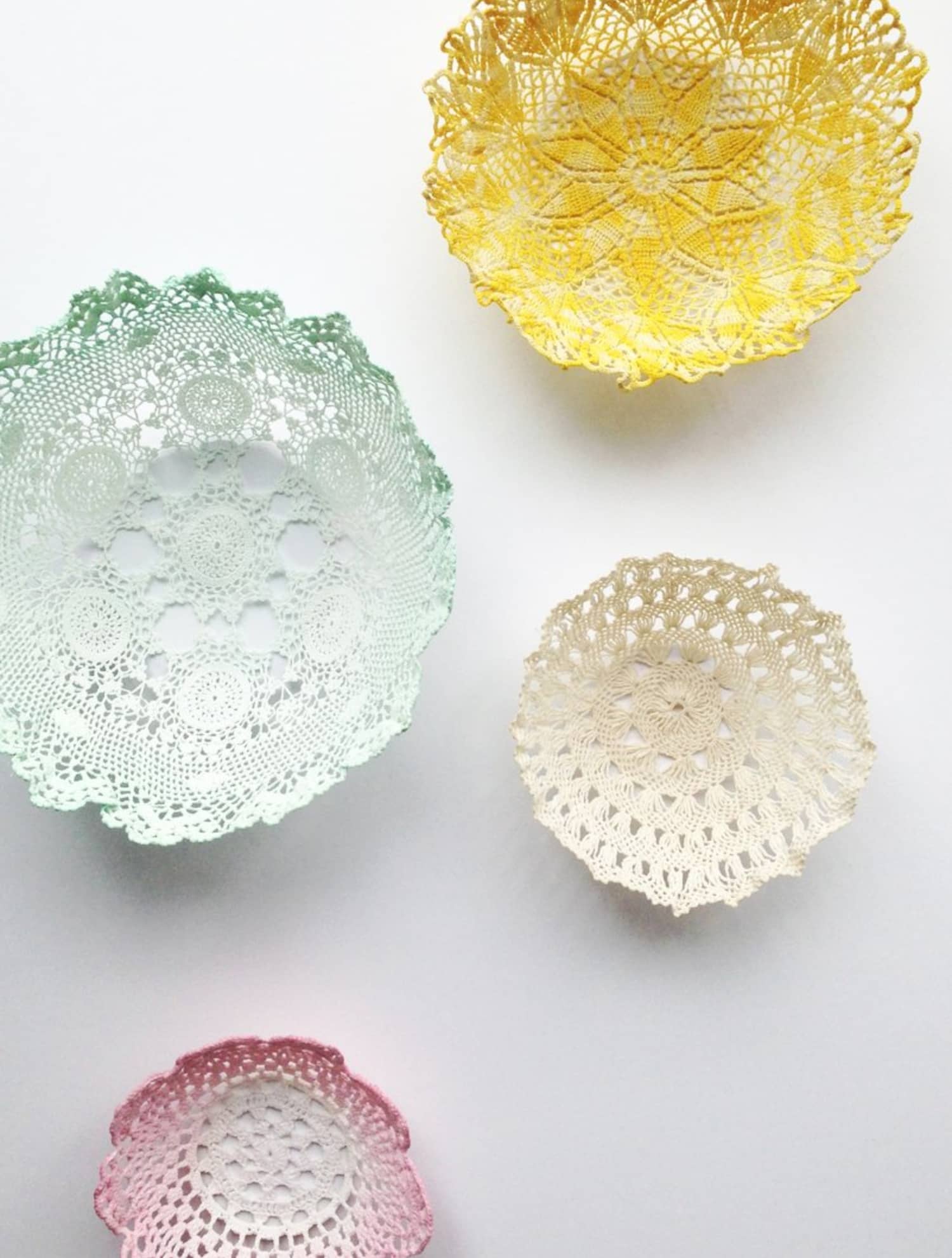 DIY Room Decor Lace Doily Bowls Apartment Therapy