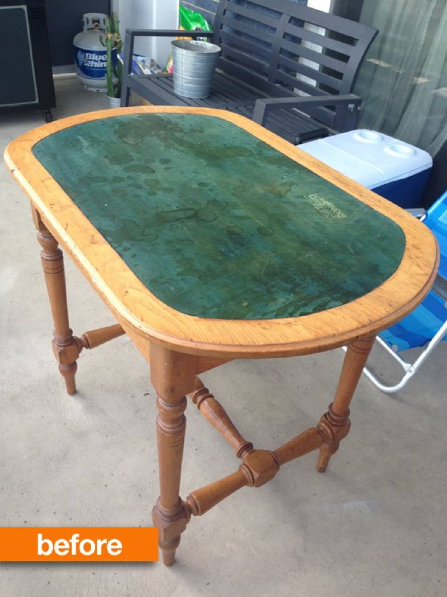 Before & After A Leather Top Table Goes Sleek and Chic Apartment Therapy