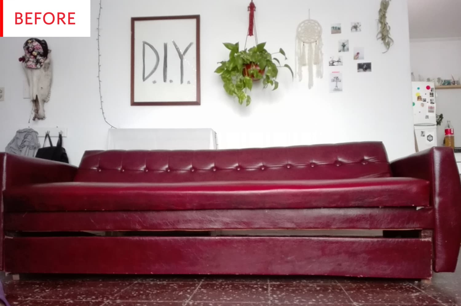 Spray Painted Furniture Vinyl Sofa Makeover Photos Apartment Therapy