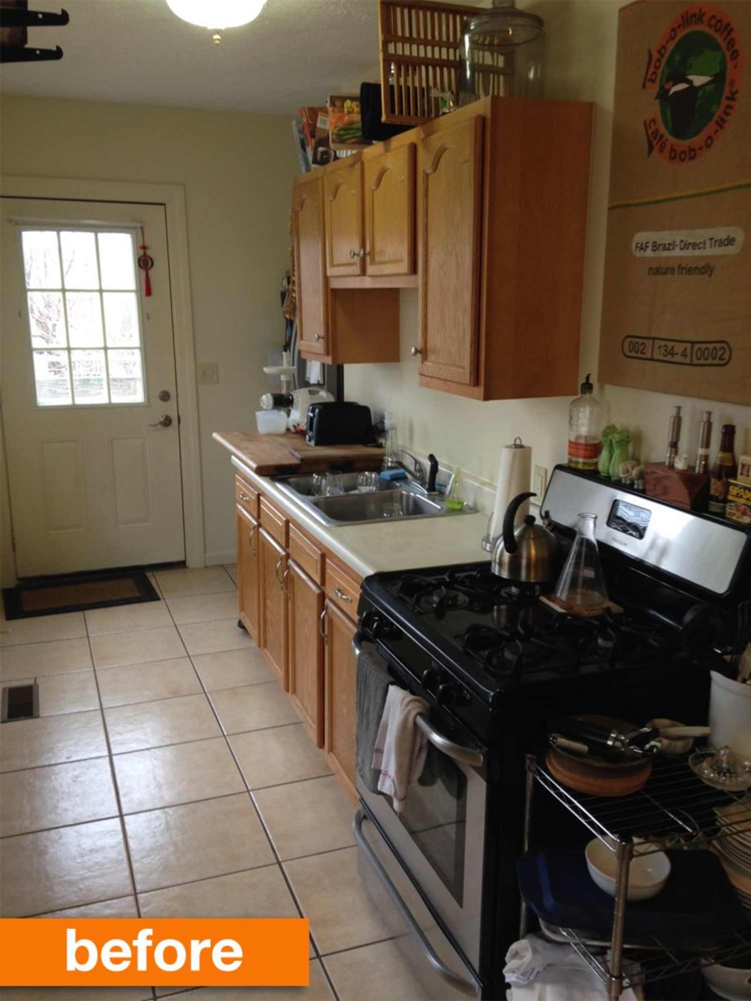 View of Before & After: A Narrow Galley Kitchen Gets an Urban Update ...
