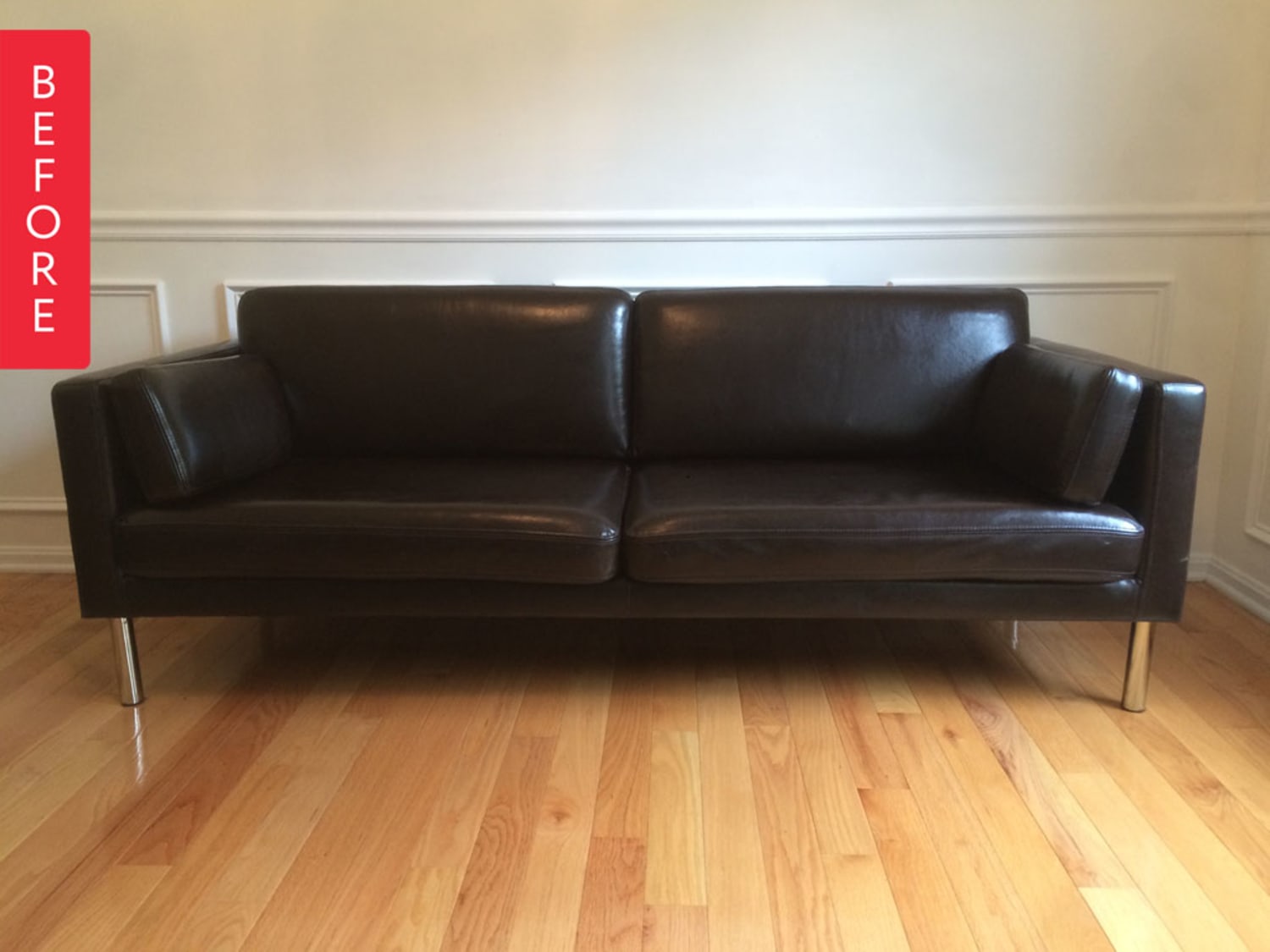 Before & After DIY Painted Leather Sofa Project Apartment Therapy