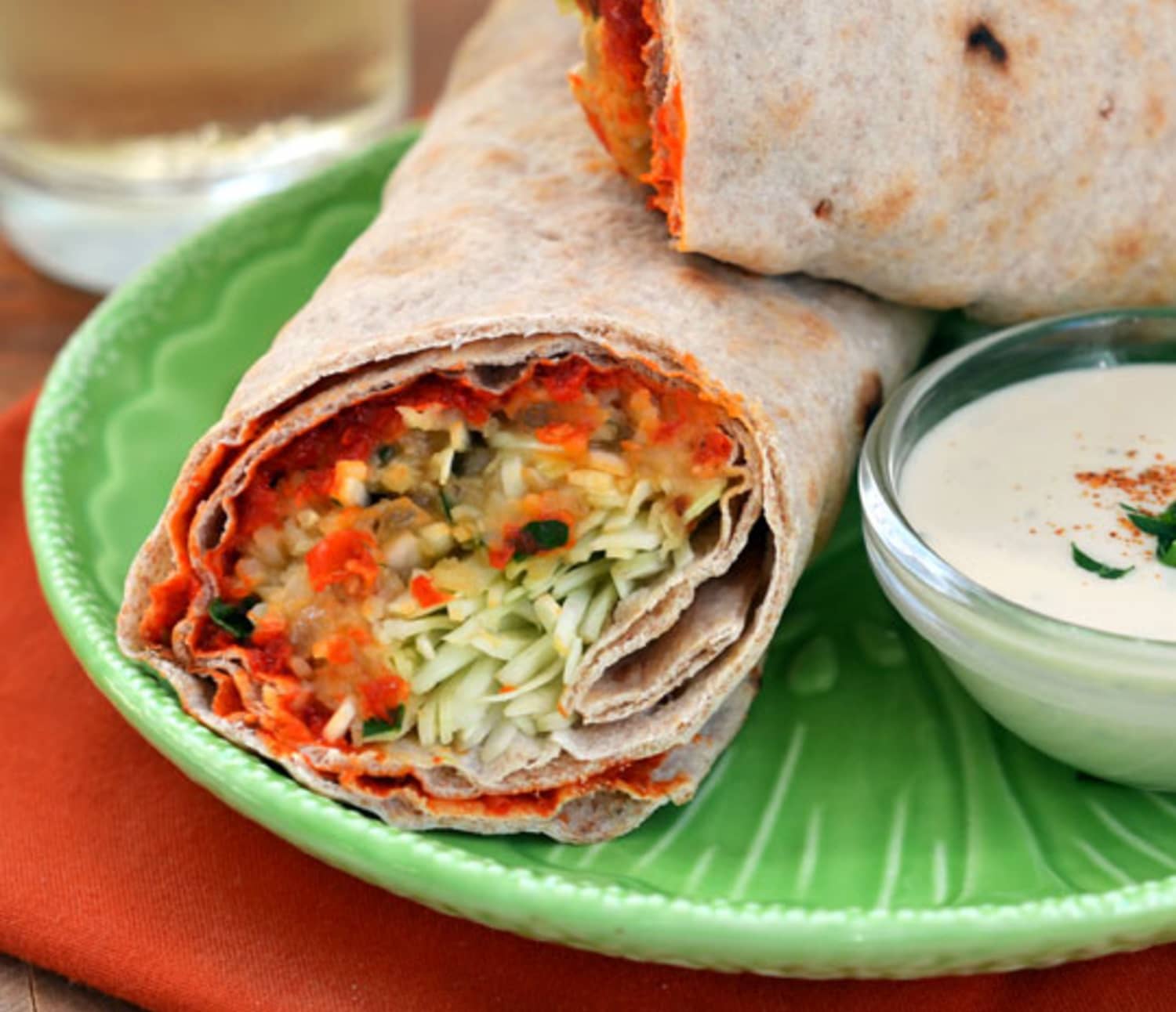 Recipe Spicy Lentil Wraps with Tahini Sauce Kitchn