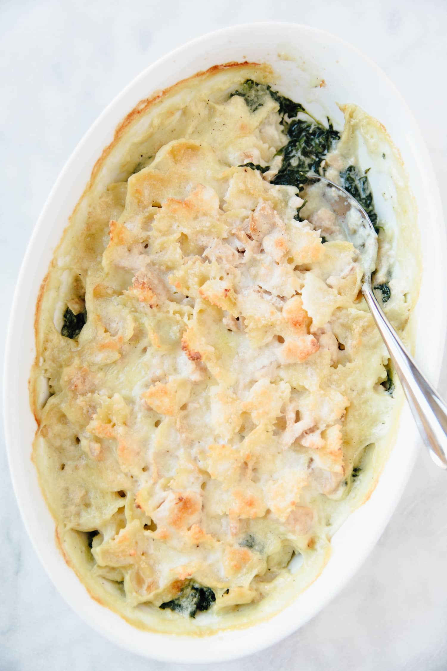 Recipe Jacques Pépin’s Pasta Gratin with Fish and Spinach Kitchn
