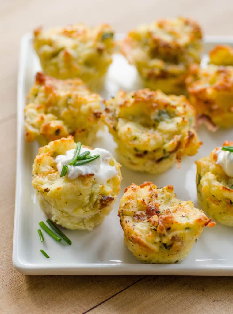 Cheesy Mashed Potato Puffs, see more at //homemaderecipes.com/course/appetizers-snacks/12-thanksgiving-appetizers/
