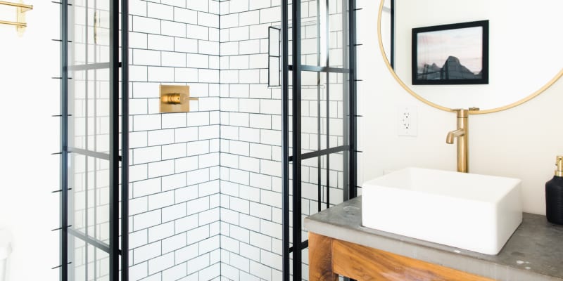 Industrial Bathroom Inspiration: Black, White + Brass - Kelly in the City