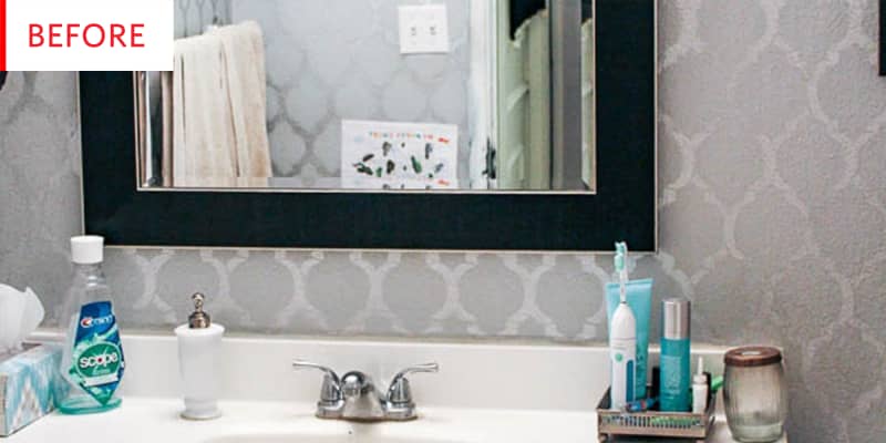 Before And After A Grey To Glam Bathroom Makeover Apartment Therapy