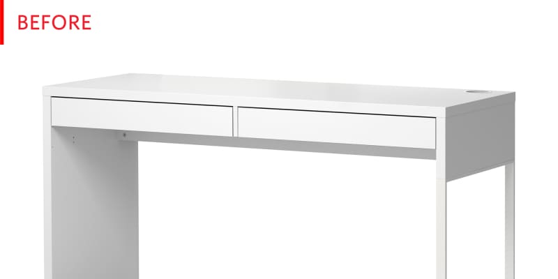 IKEA MICKE Linen Desk Hack Project Makeover Apartment Therapy