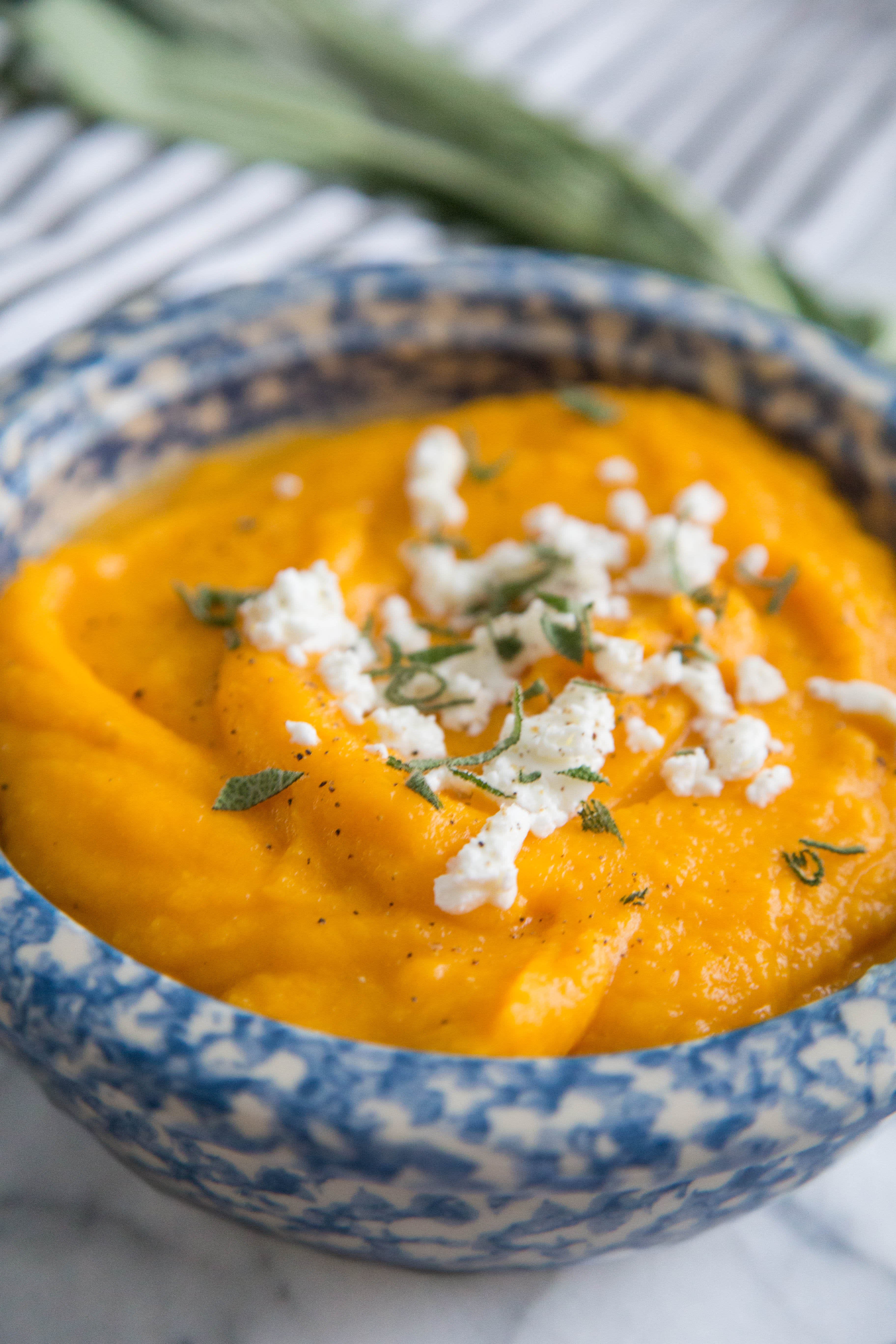 Roasted Butternut Squash Puree with Goat Cheese