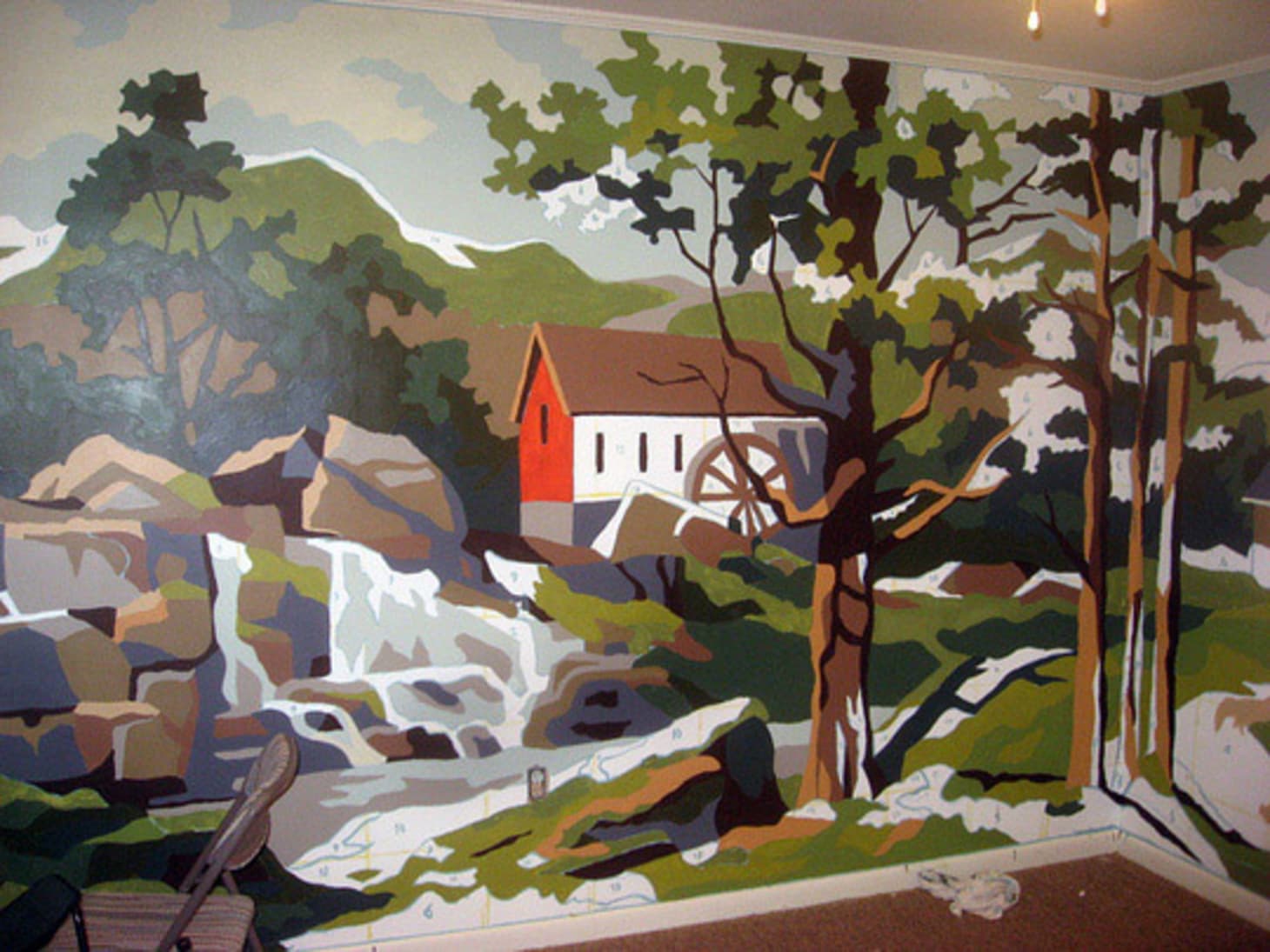 Before & After PaintByNumber Wall Mural Apartment Therapy