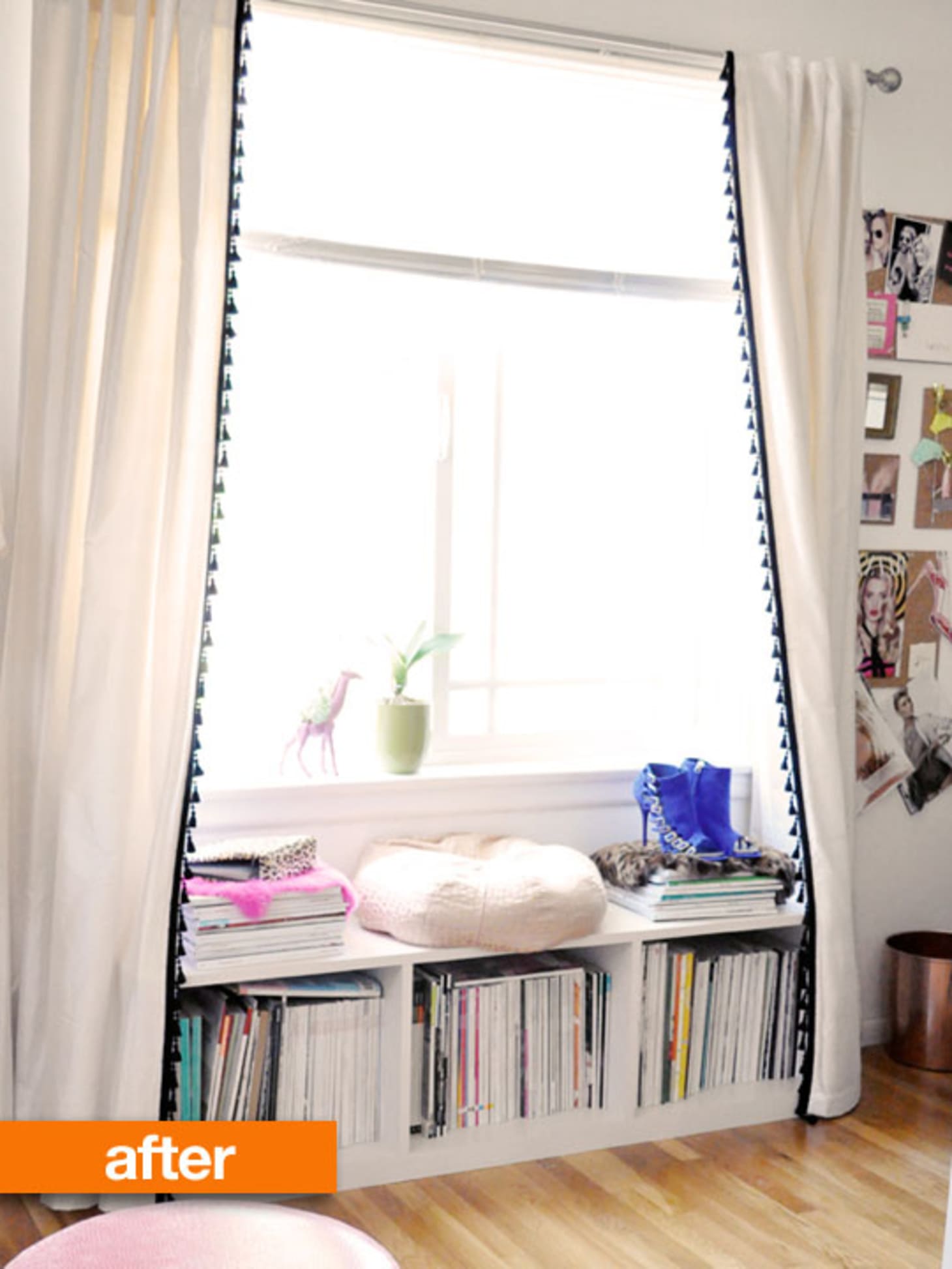 Before After Plain Curtains Gone Girly Apartment Therapy
