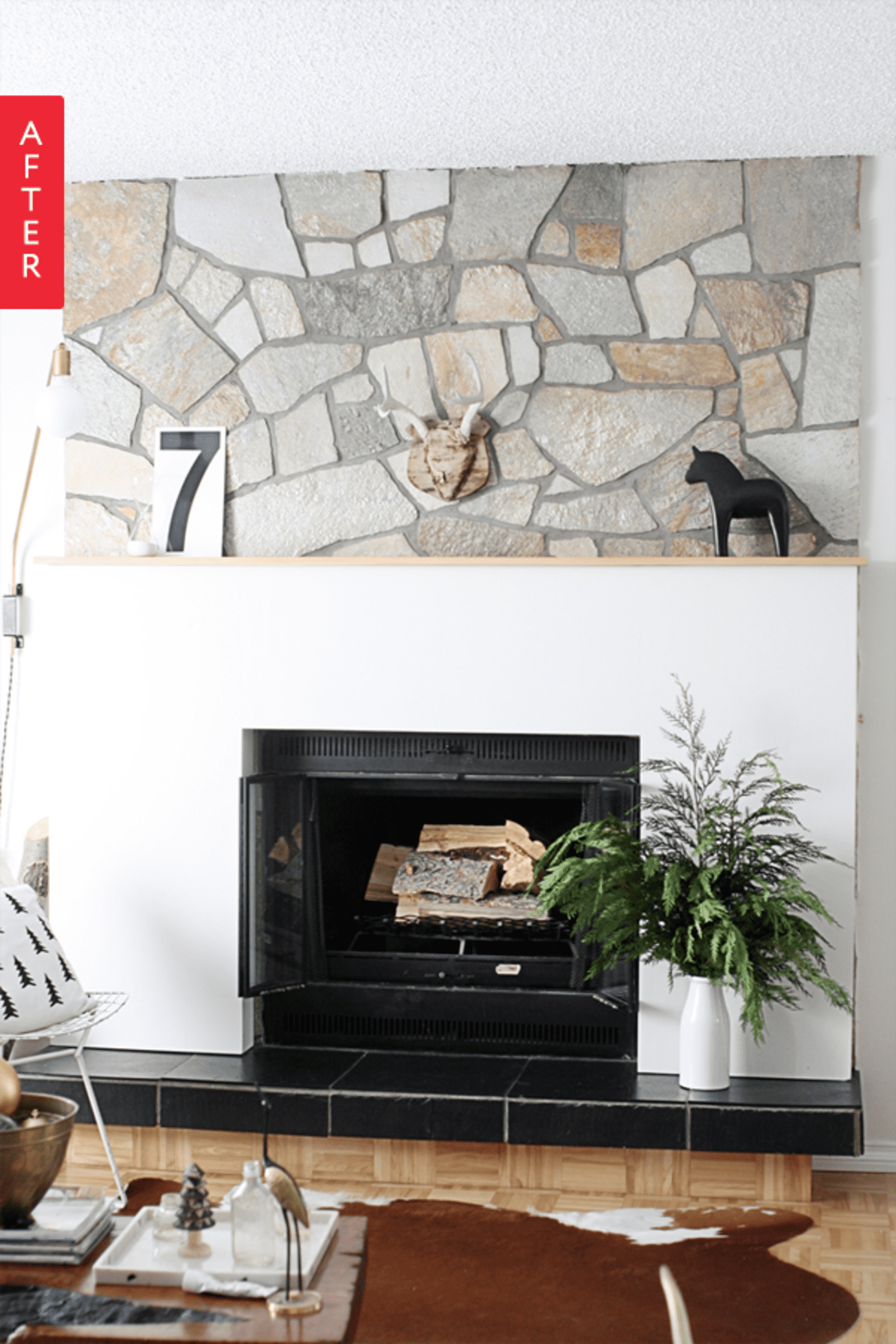 Before After A Simple Temporary Modern Mantel Update To A