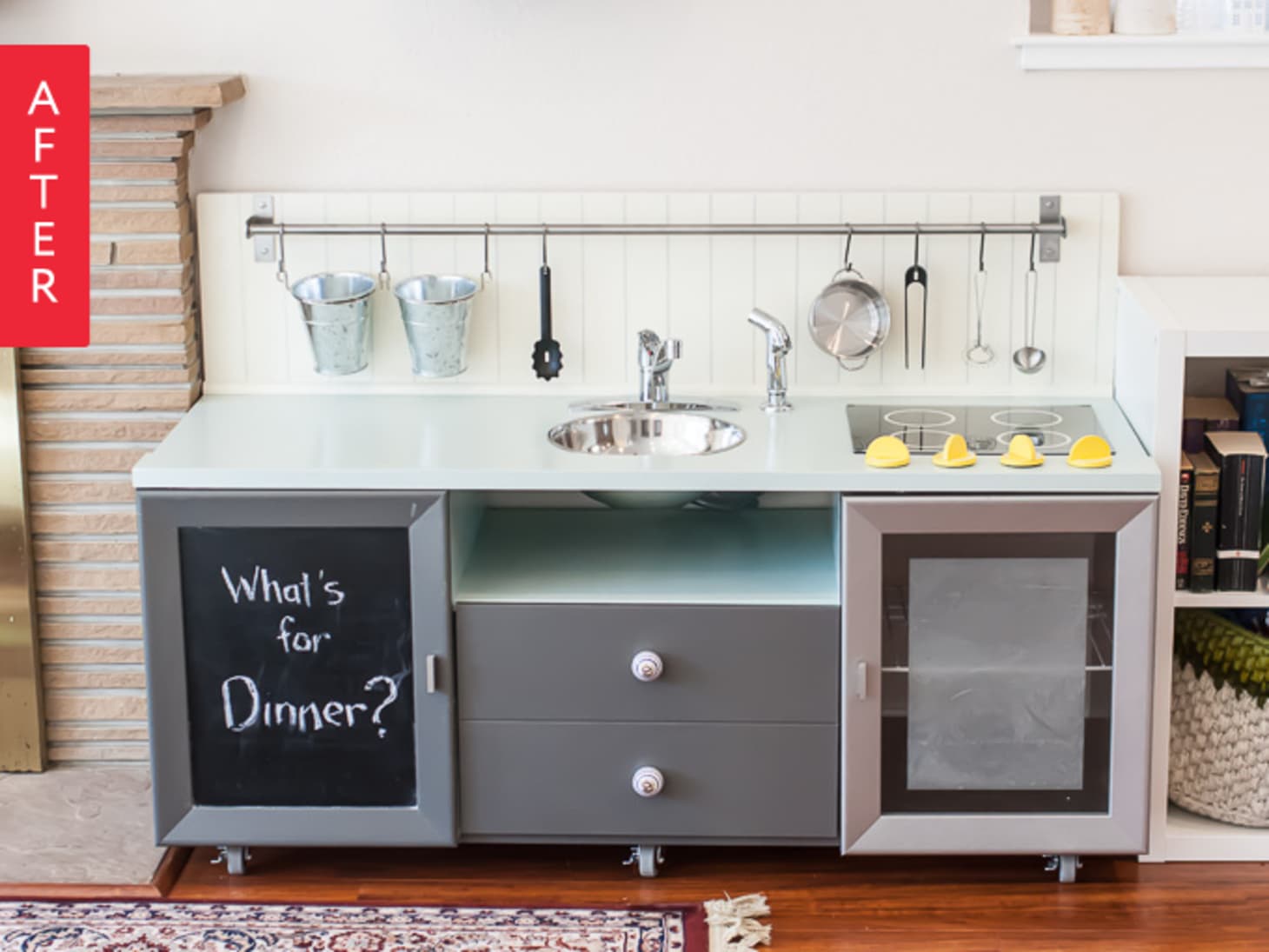 Before After Tv Stand Turned Play Kitchen Apartment Therapy