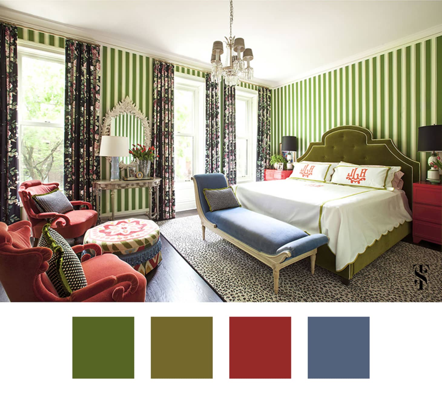 Green And Red Bedroom By Summer Thornton Design