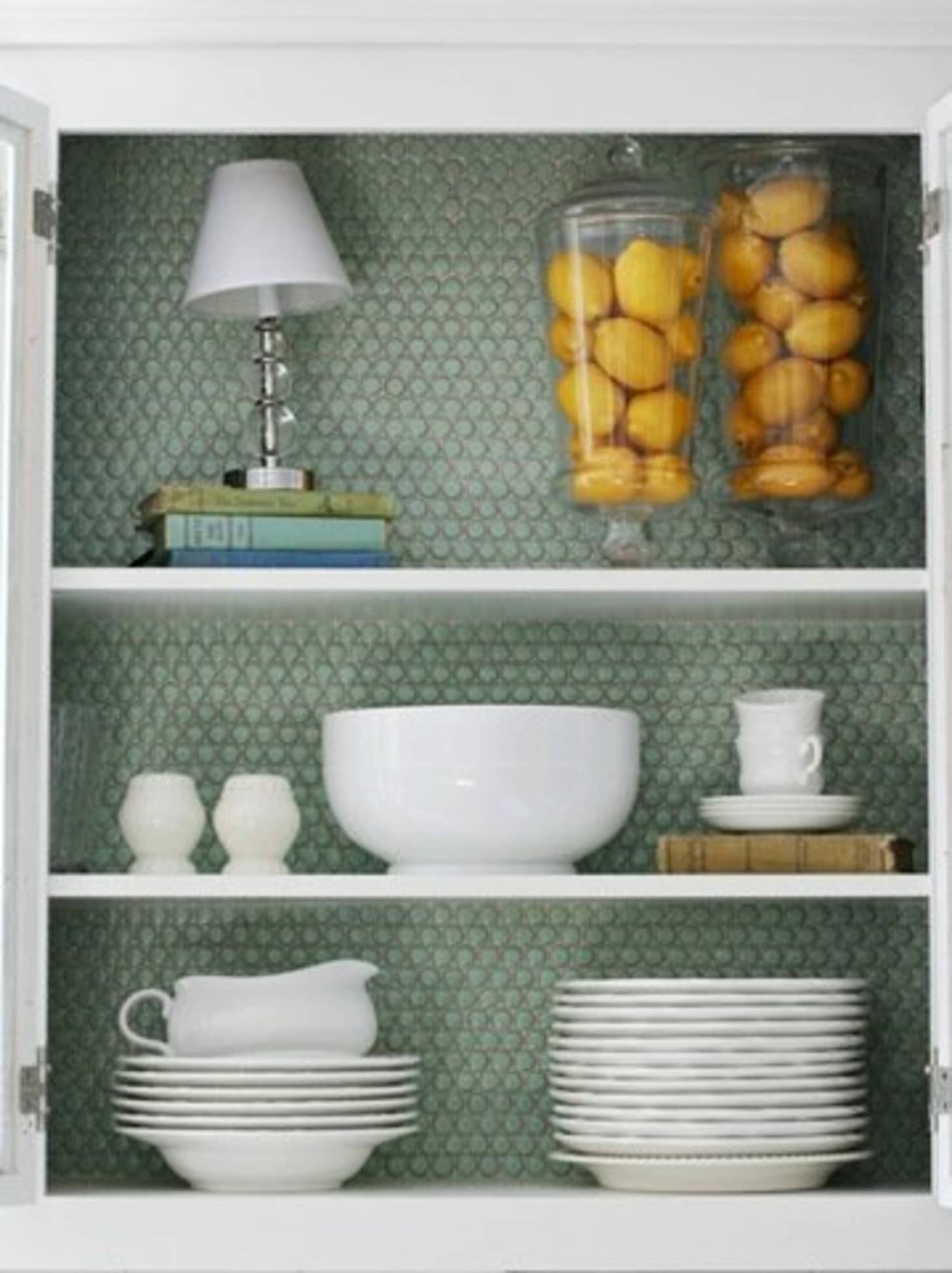 The Finishing Touch For Open Cabinets Tile The Cabinet Back To