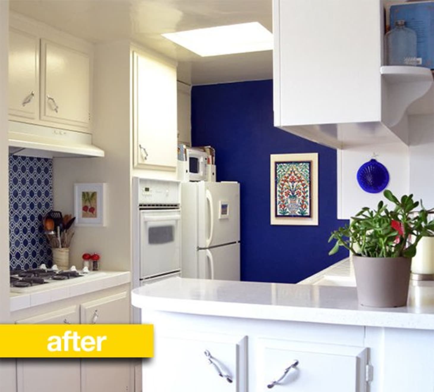 Kitchen Before After A White Rental Kitchen Gets A Bold Color