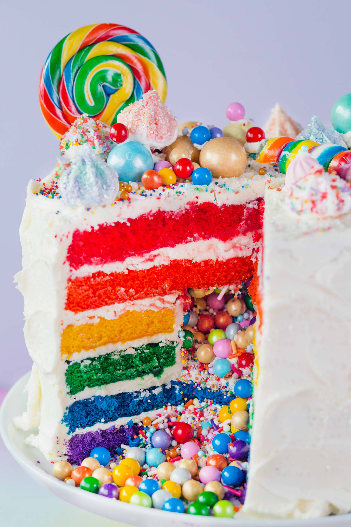 How To Make a Rainbow  Layer Cake  with a Candy Surprise 